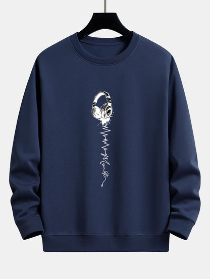 Earphone Print Relax Fit Sweatshirt