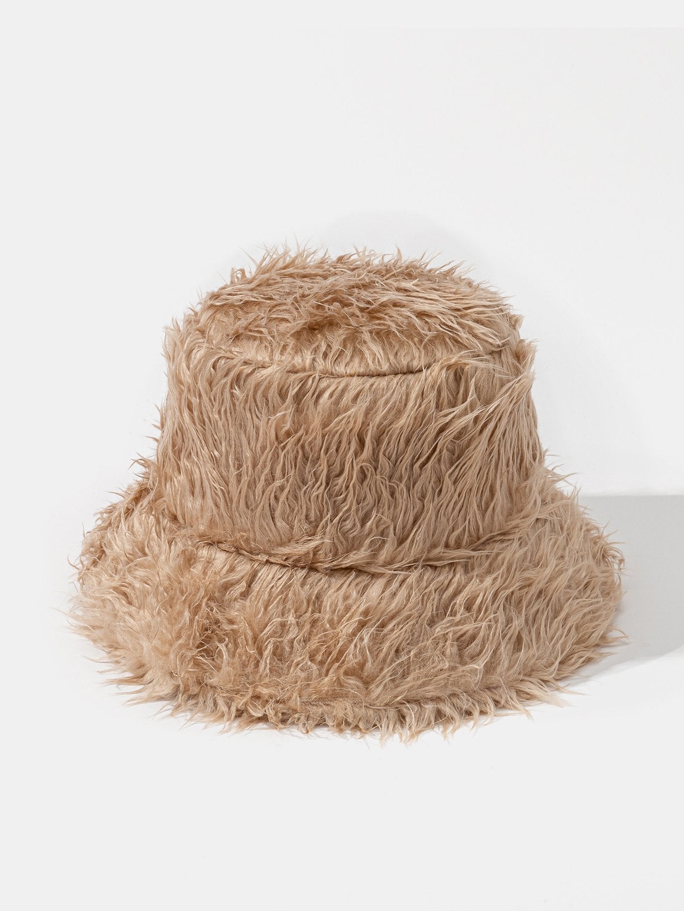 Solid Color Faux Fur Plush Bucket Hat
