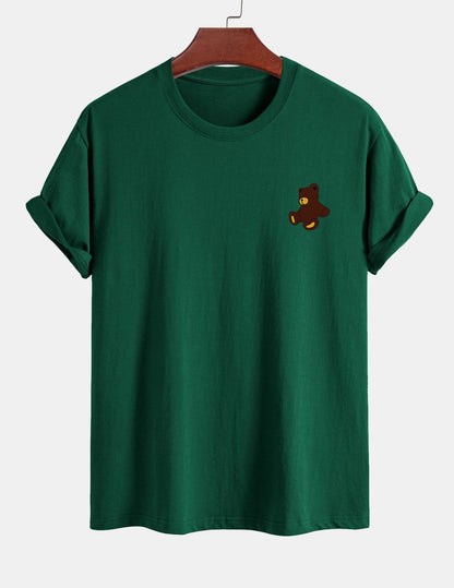Regular Fit Teddy Bear Print Cotton T-Shirt