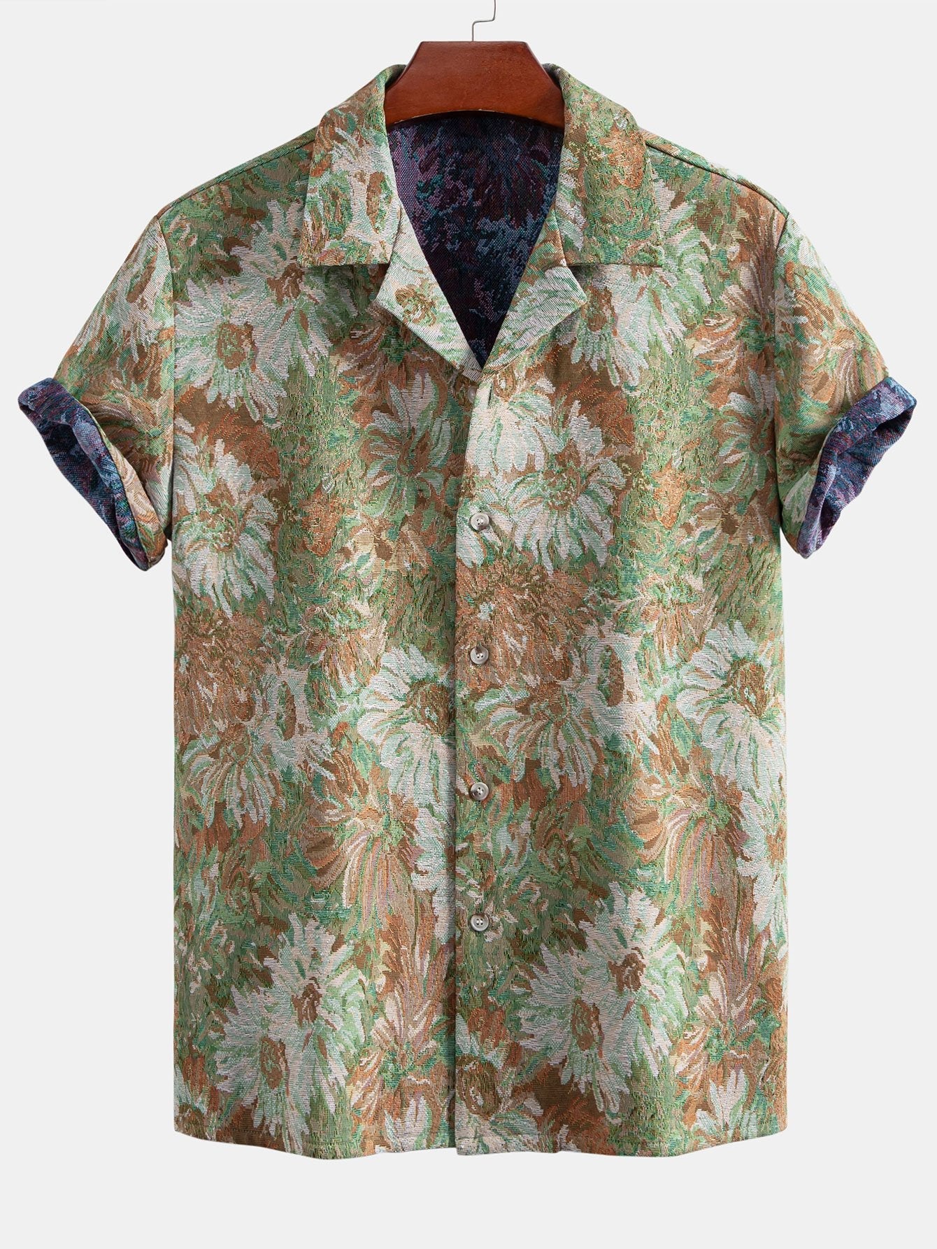 Painted Floral Jacquard Cuban Shirt