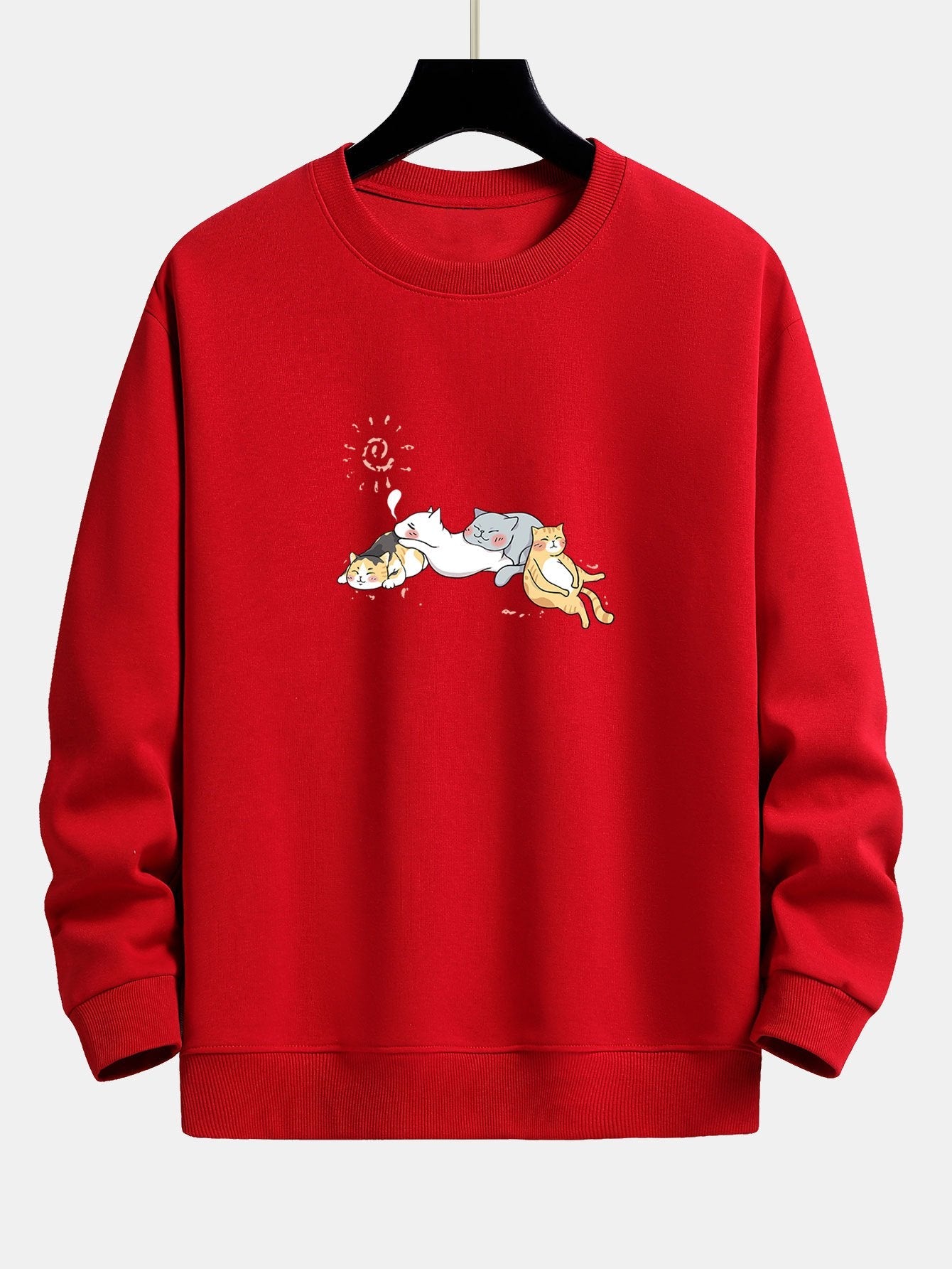 Napping Cat Print Relax Fit Sweatshirt