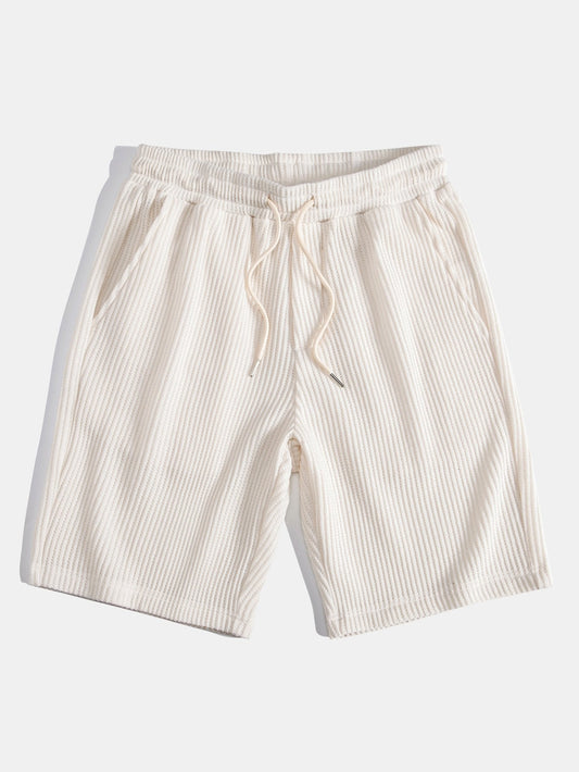 Drawstring Knitted Waffle Shorts