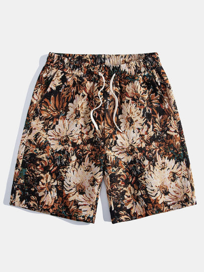Painted Floral Jacquard Shorts
