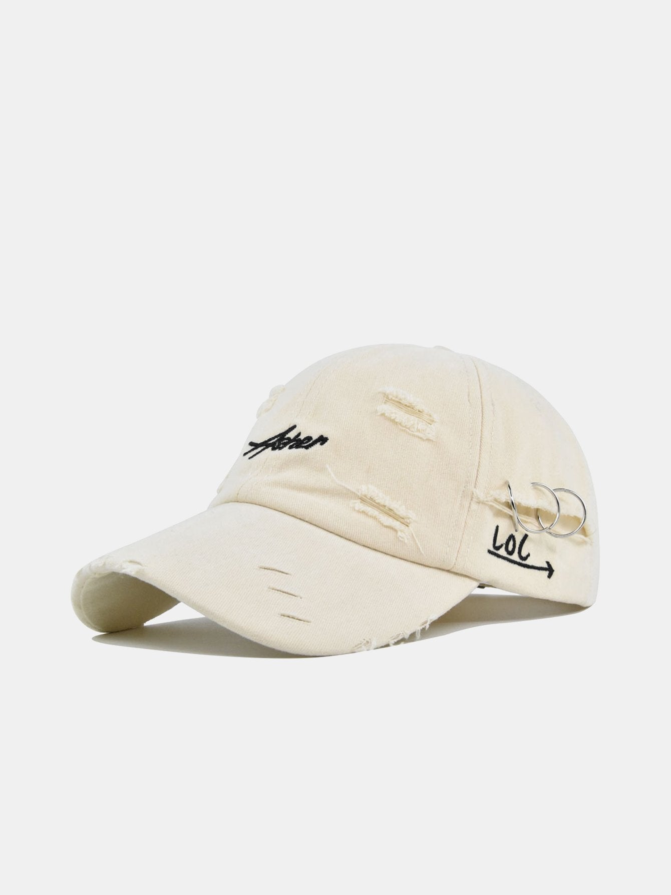 Retro Asher Embroidery Washed Distressed Baseball Cap