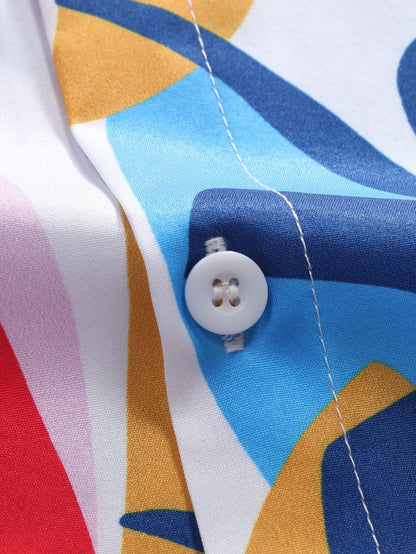 Colorful Leaf Print Button Up Shirt