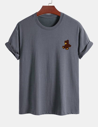Regular Fit Teddy Bear Print Cotton T-Shirt