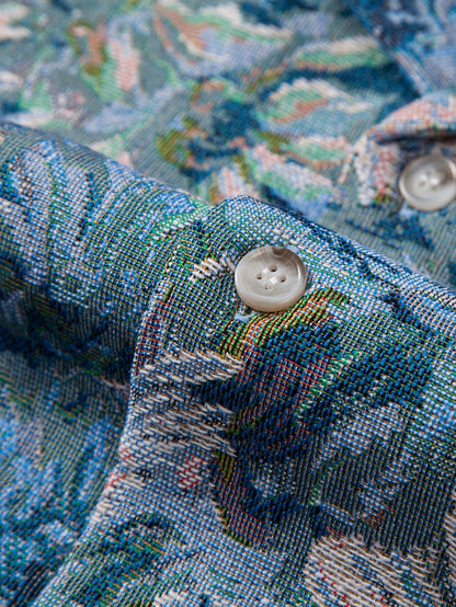 Painted Floral Jacquard Cuban Shirt