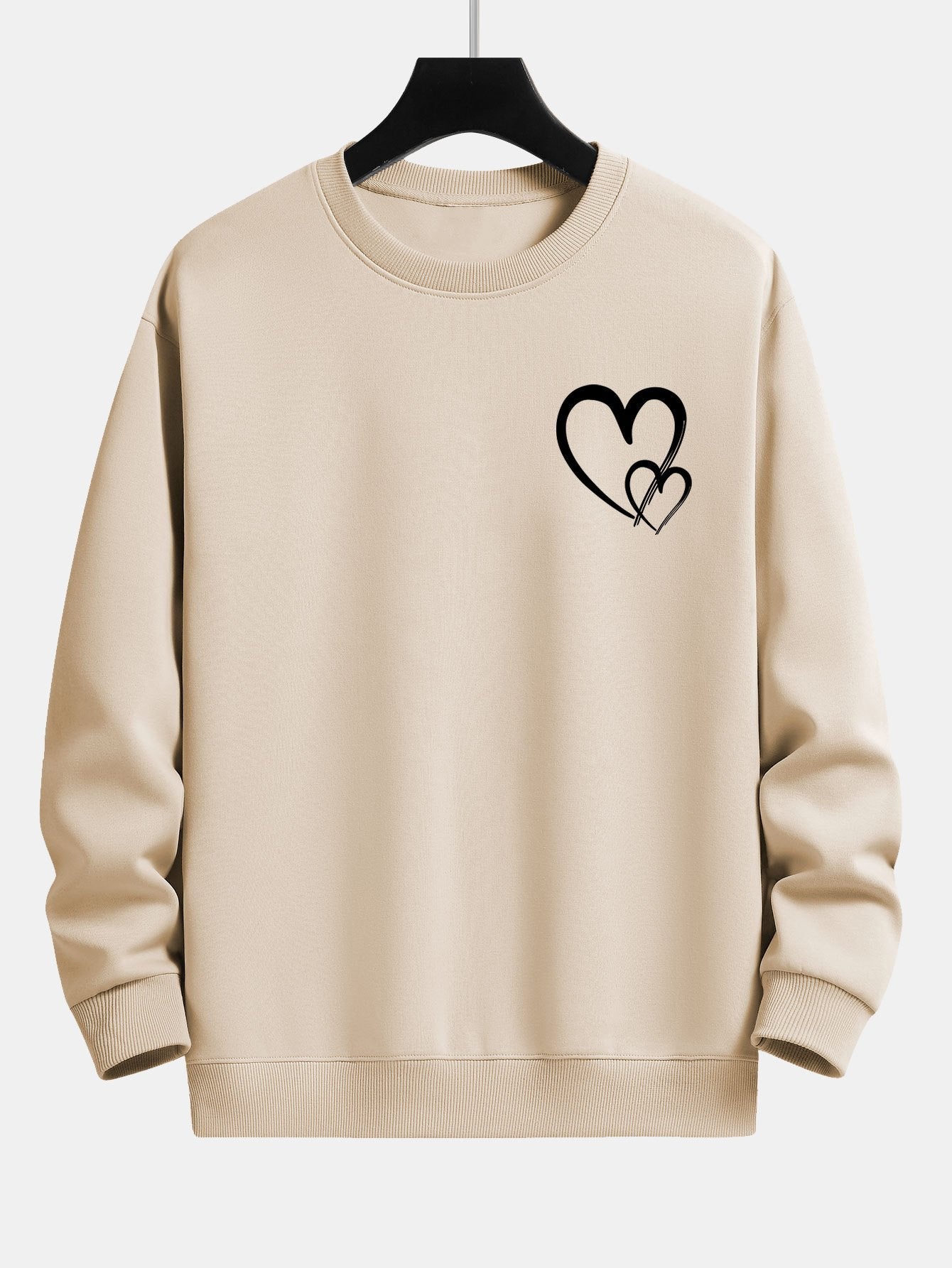 Doodle Heart Print Relax Fit Sweatshirt