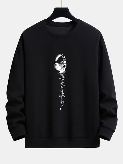 Earphone Print Relax Fit Sweatshirt