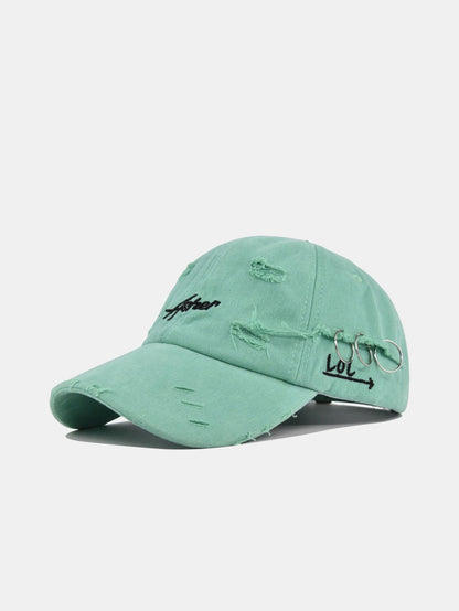 Retro Asher Embroidery Washed Distressed Baseball Cap