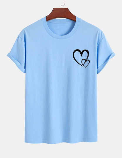 Regular Fit Heart Print Cotton T-Shirt