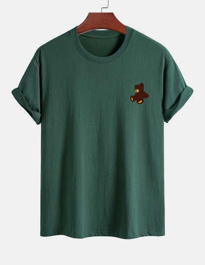 Regular Fit Teddy Bear Print Cotton T-Shirt