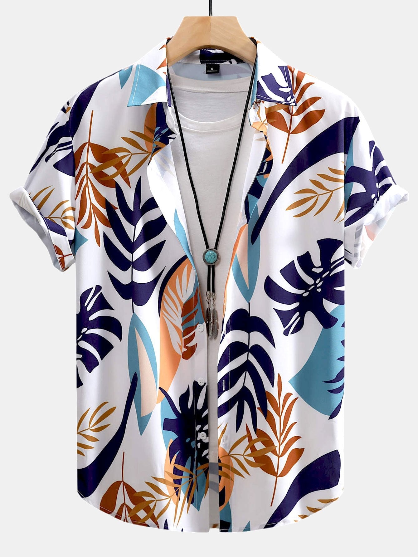 Colorful Leaf Print Button Up Shirt