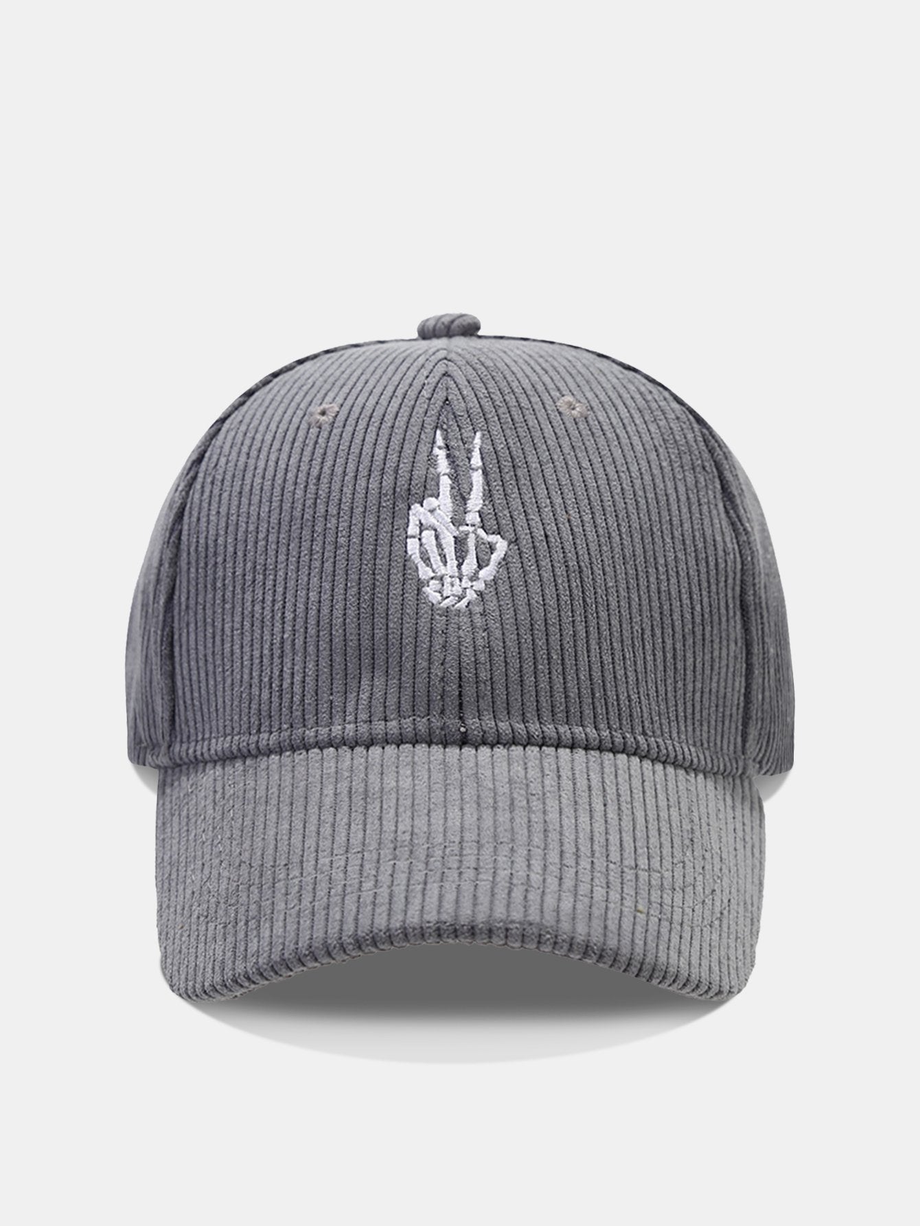 Skeleton Hand Embroidered Corduroy Baseball Cap