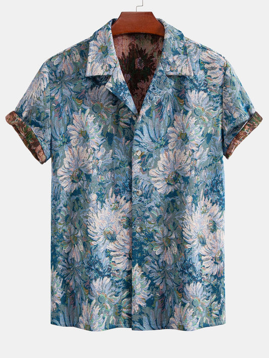 Painted Floral Jacquard Cuban Shirt
