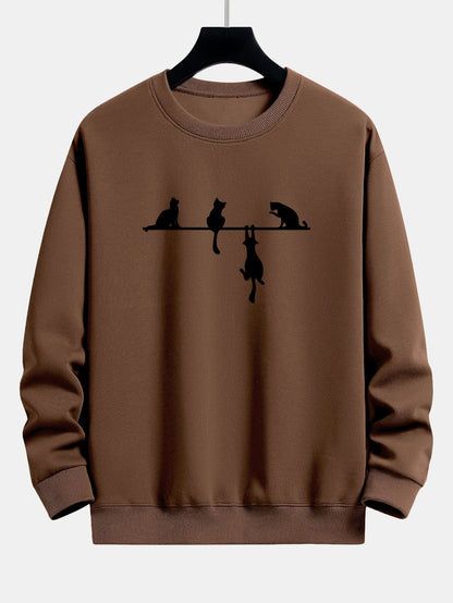 Silhouette Cat Print Relax Fit Sweatshirt