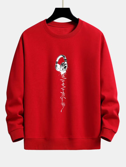 Earphone Print Relax Fit Sweatshirt
