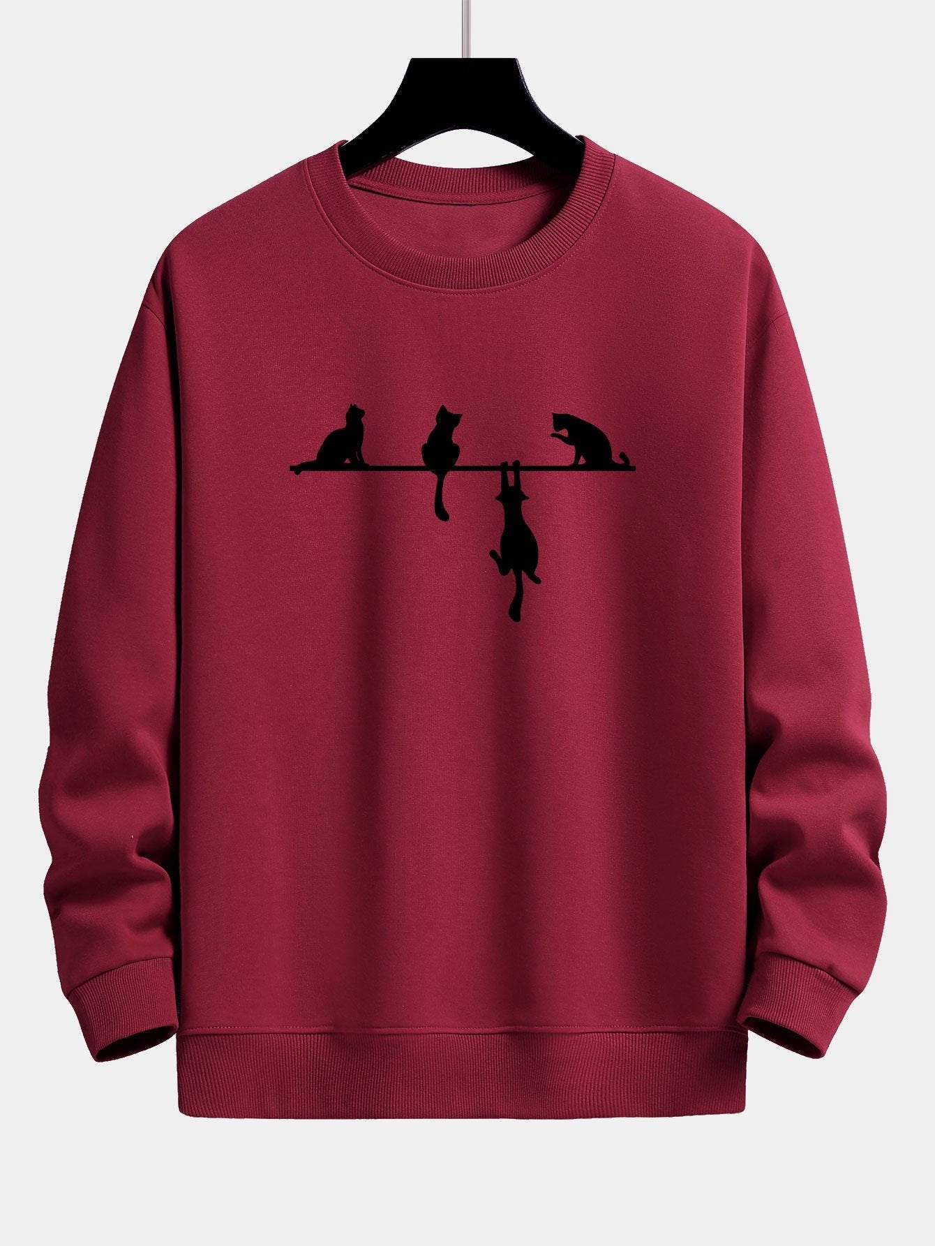 Silhouette Cat Print Relax Fit Sweatshirt