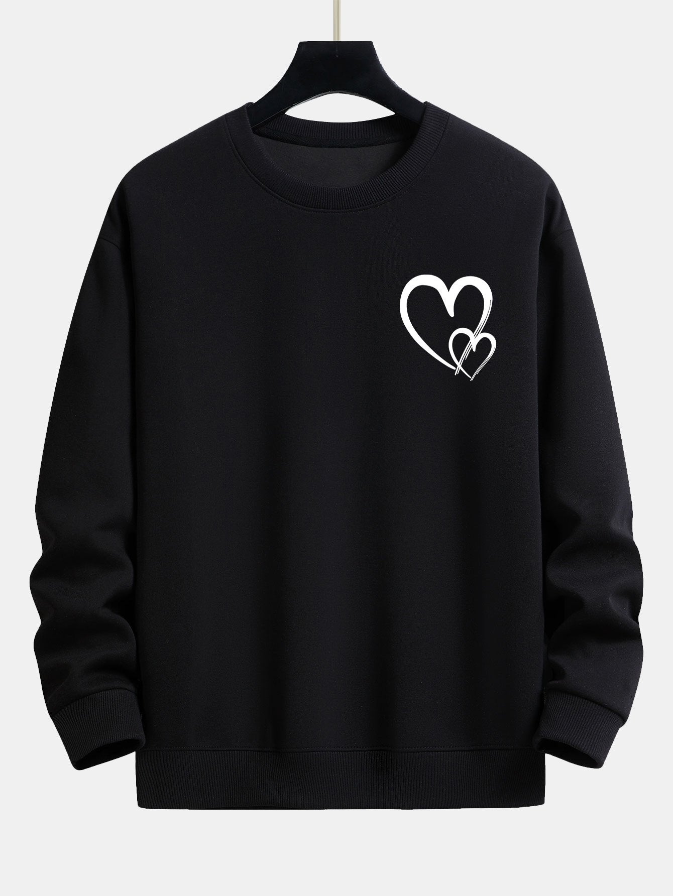 Doodle Heart Print Relax Fit Sweatshirt
