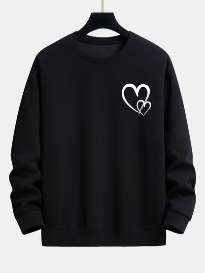 Doodle Heart Print Relax Fit Sweatshirt