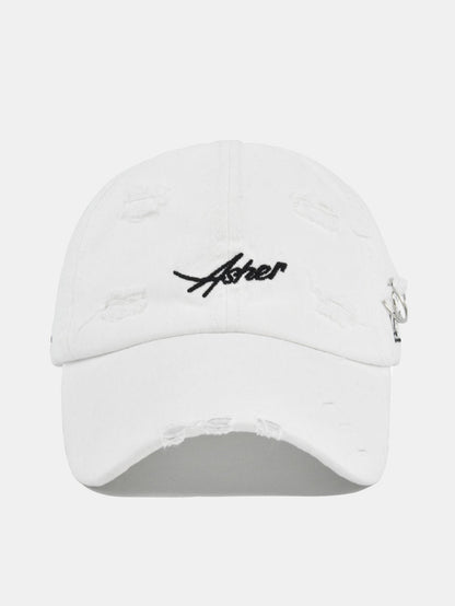 Retro Asher Embroidery Washed Distressed Baseball Cap