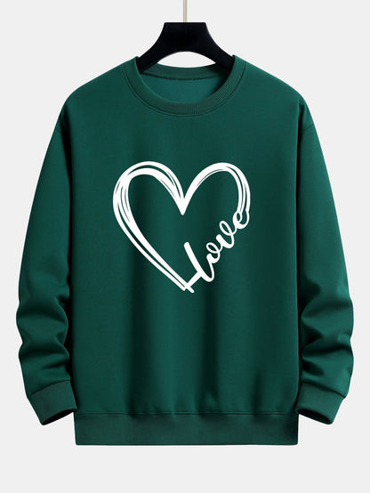 Doodle Heart Print Relax Fit Sweatshirt