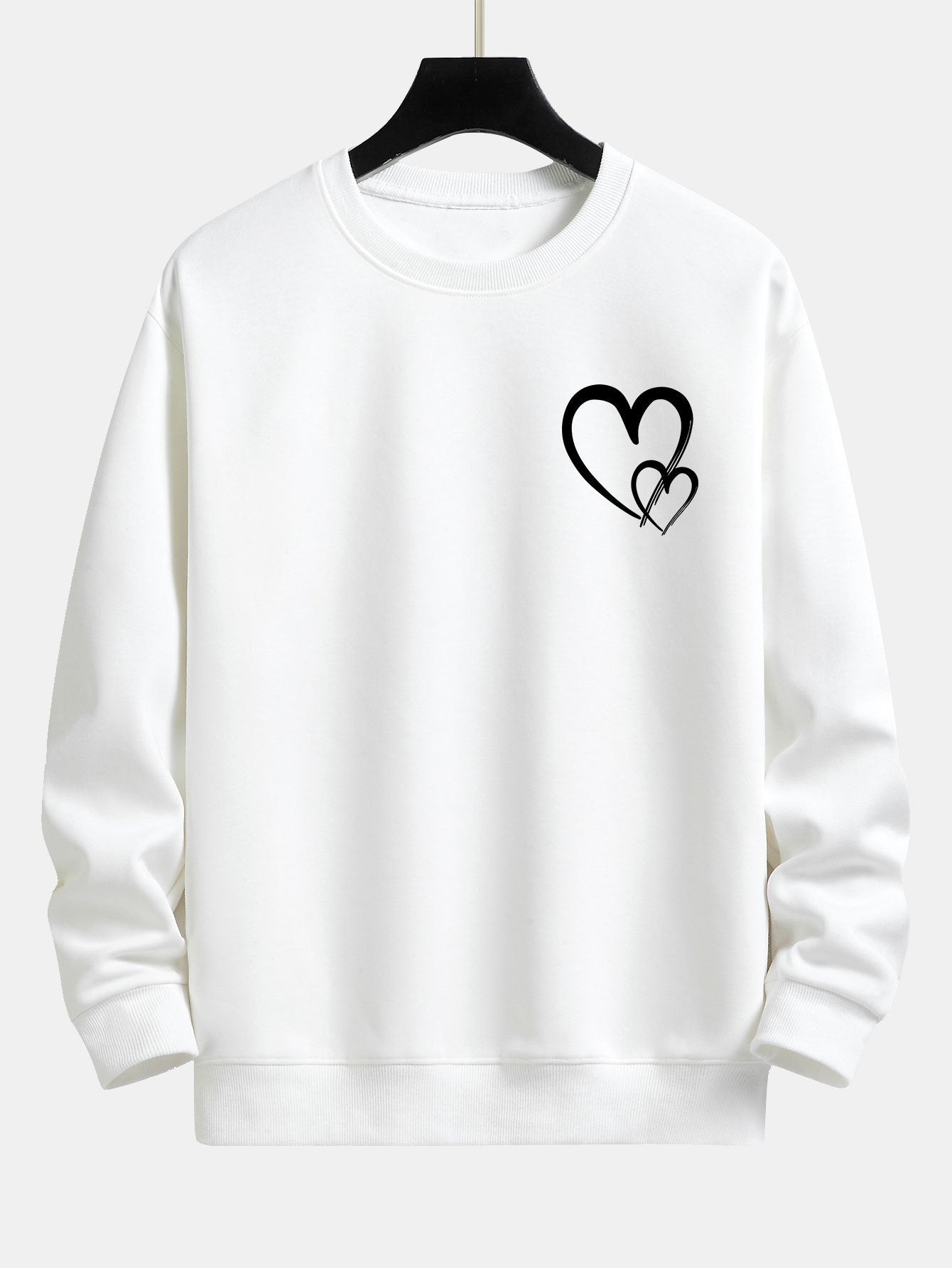 Doodle Heart Print Relax Fit Sweatshirt