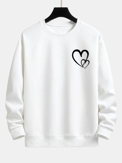 Doodle Heart Print Relax Fit Sweatshirt