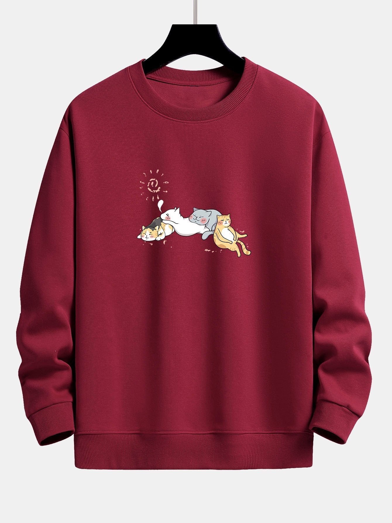 Napping Cat Print Relax Fit Sweatshirt
