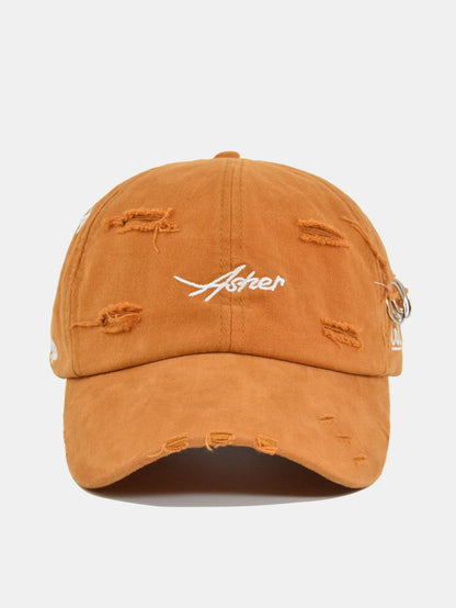 Retro Asher Embroidery Washed Distressed Baseball Cap