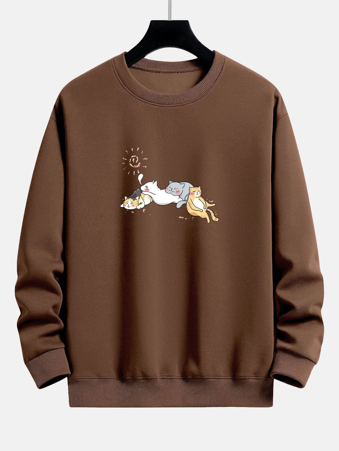 Napping Cat Print Relax Fit Sweatshirt