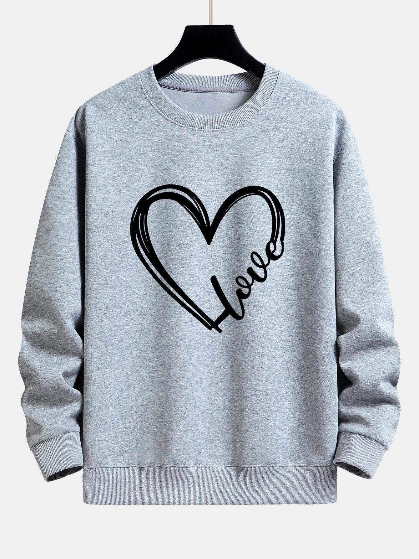 Doodle Heart Print Relax Fit Sweatshirt