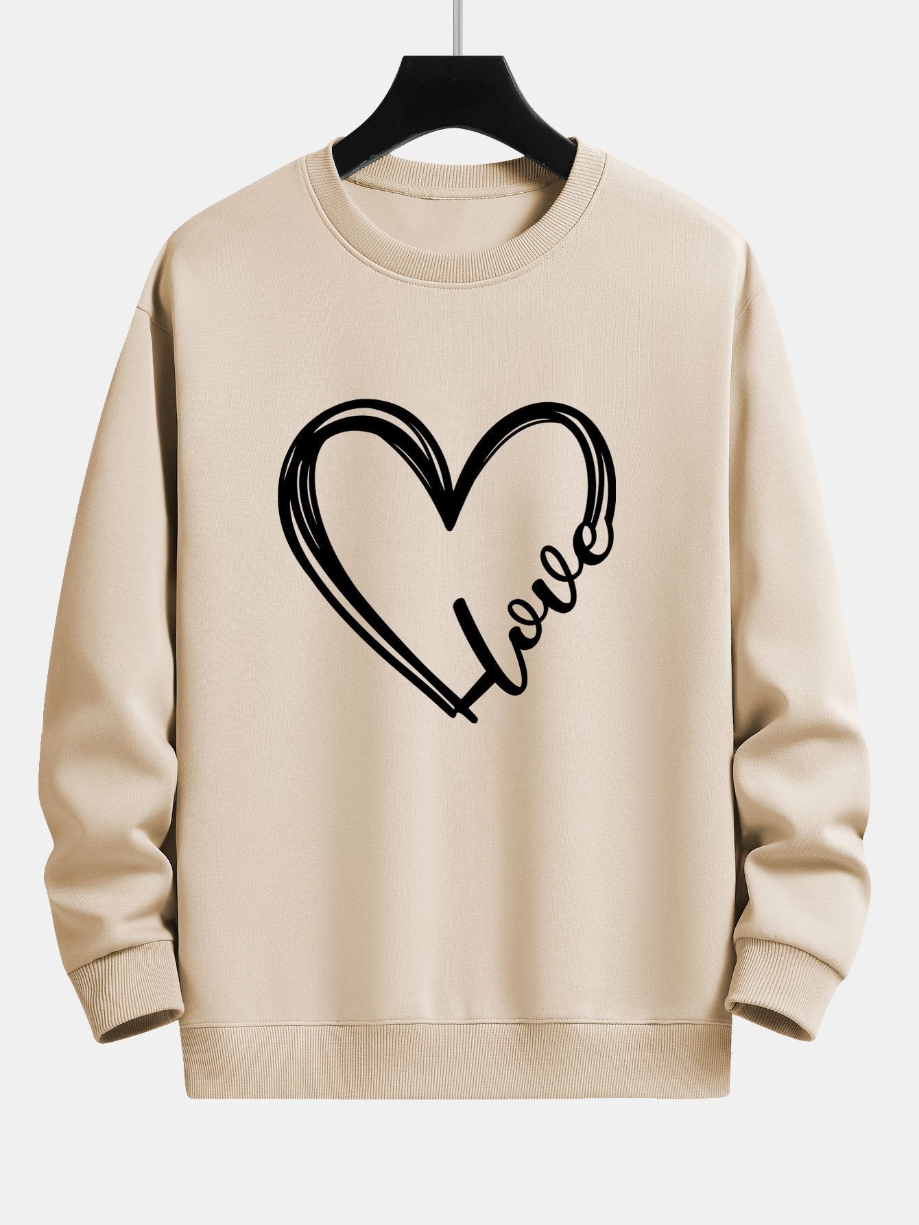 Doodle Heart Print Relax Fit Sweatshirt