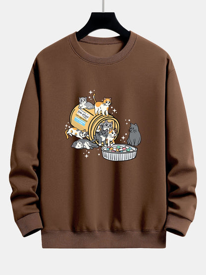 Cat With Pill Jar Print Relax Fit Sweatshirt