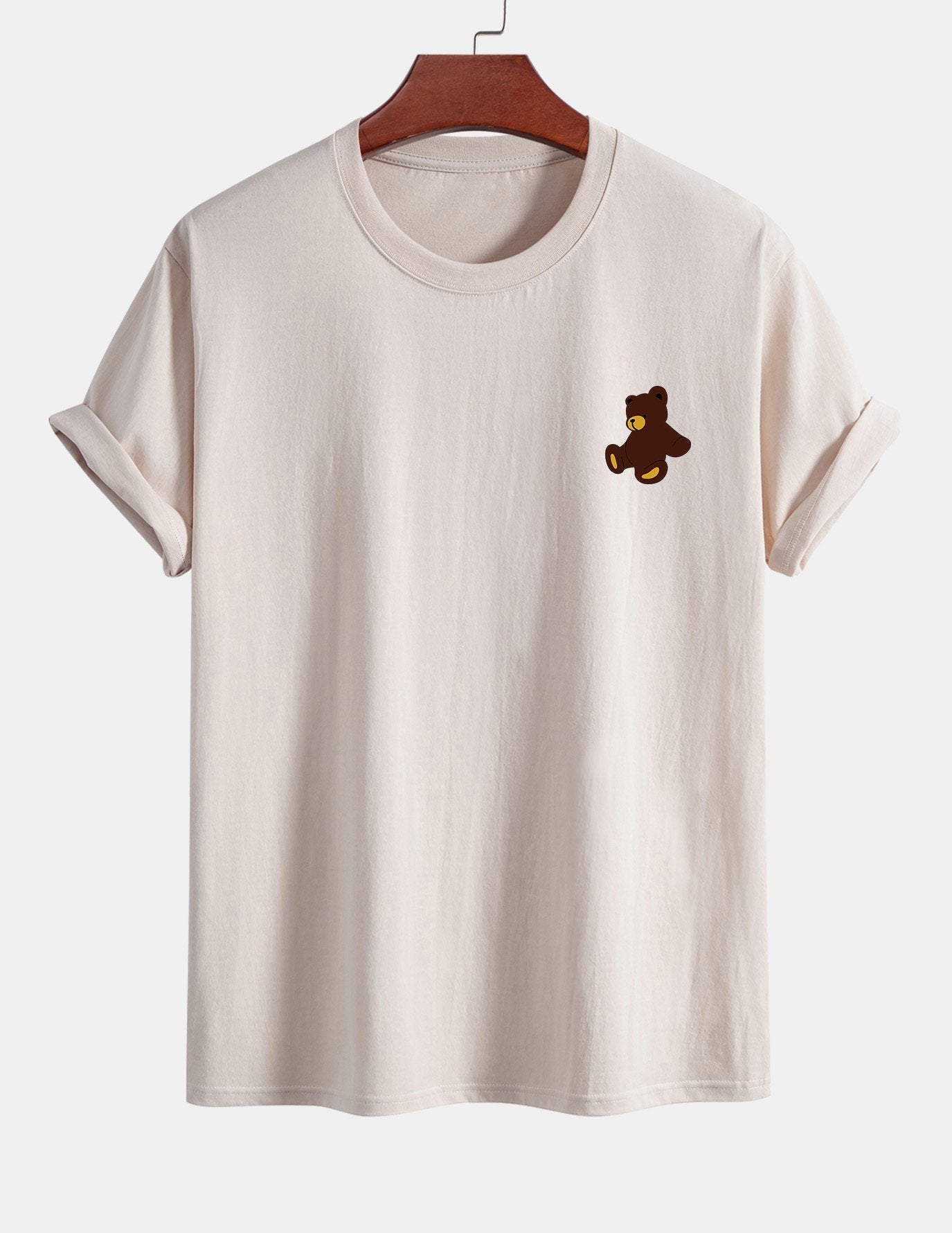 Regular Fit Teddy Bear Print Cotton T-Shirt