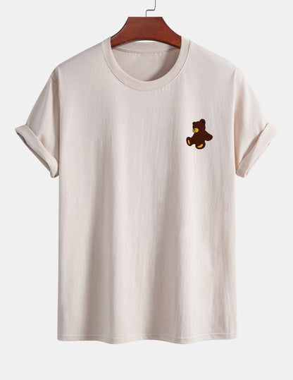 Regular Fit Teddy Bear Print Cotton T-Shirt