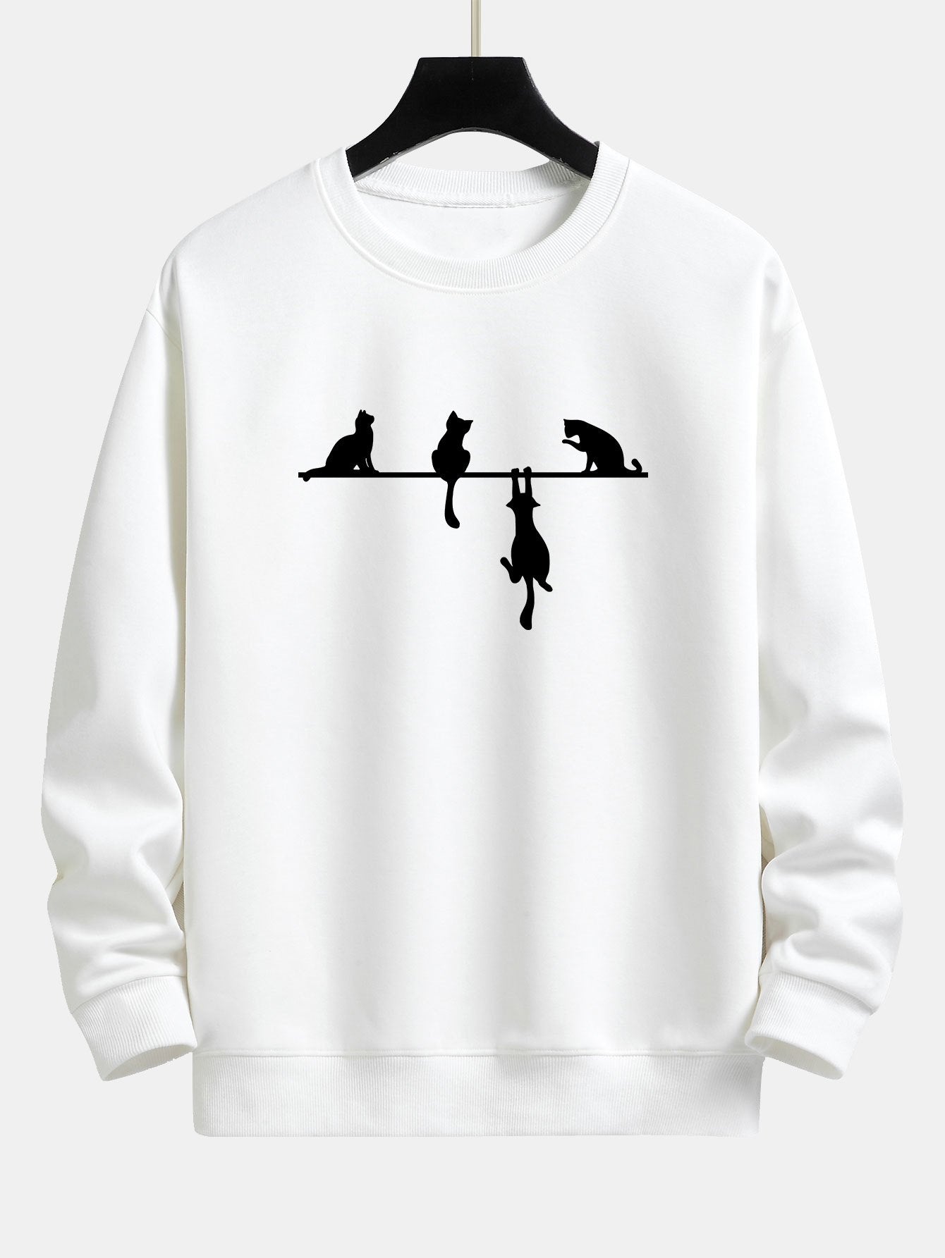 Silhouette Cat Print Relax Fit Sweatshirt