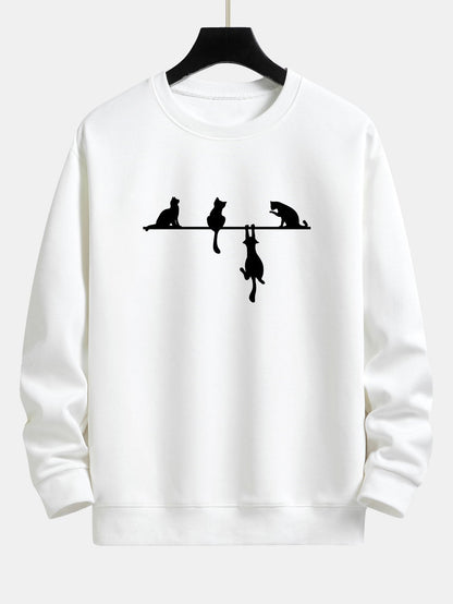 Silhouette Cat Print Relax Fit Sweatshirt