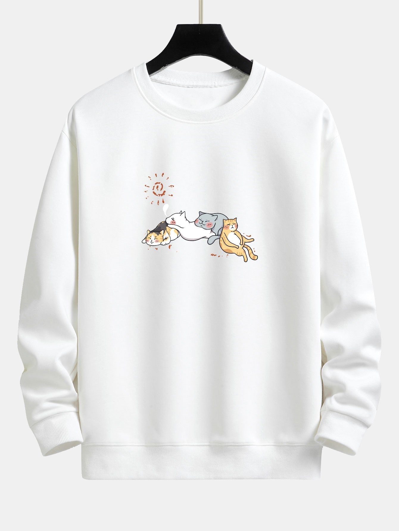 Napping Cat Print Relax Fit Sweatshirt