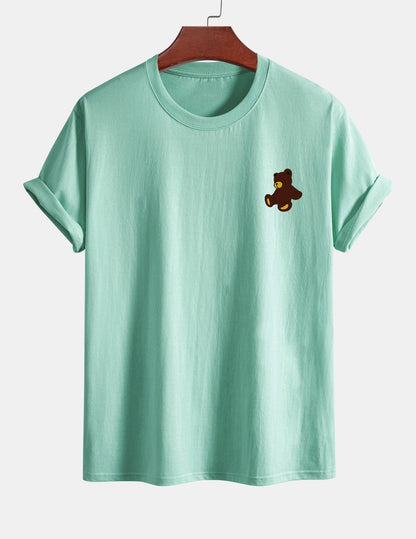 Regular Fit Teddy Bear Print Cotton T-Shirt