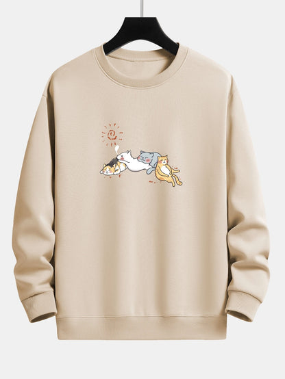 Napping Cat Print Relax Fit Sweatshirt