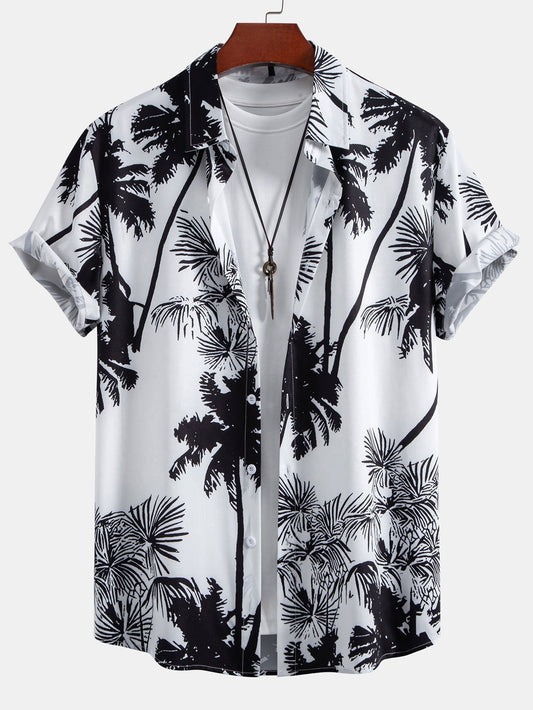 Palm Trees Print Button Up Shirt