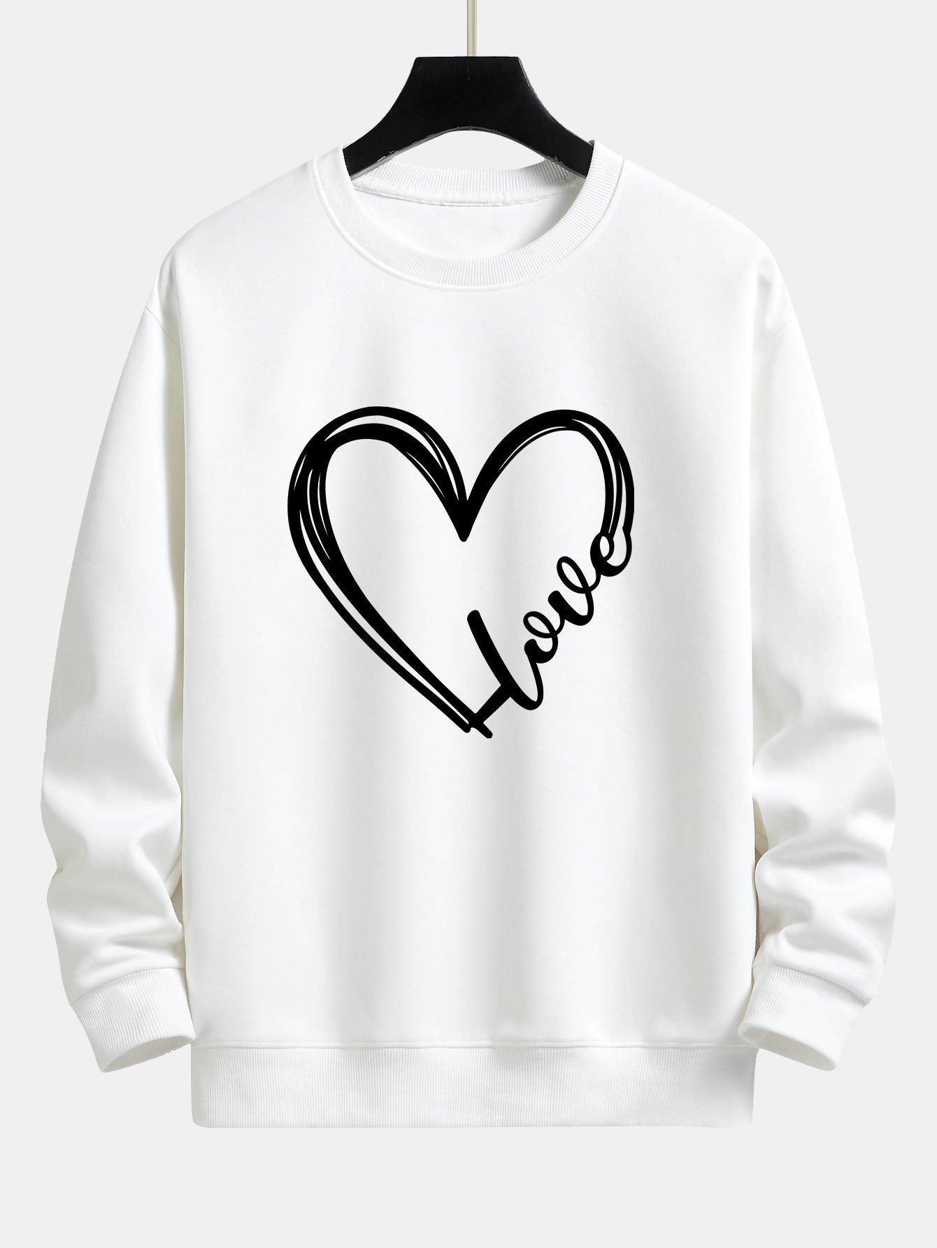 Doodle Heart Print Relax Fit Sweatshirt