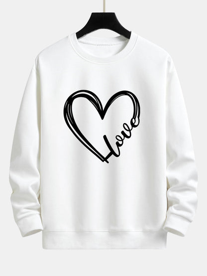 Doodle Heart Print Relax Fit Sweatshirt