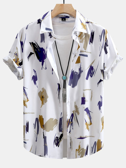 Brushstroke Print Button Up Shirt