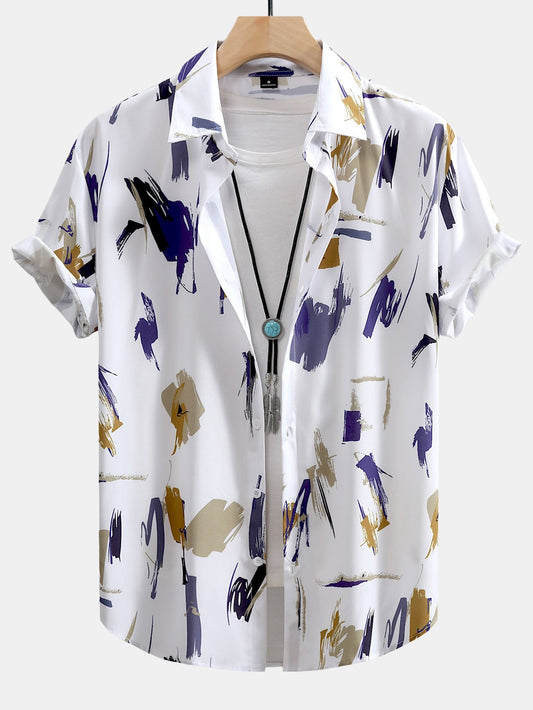 Brushstroke Print Button Up Shirt