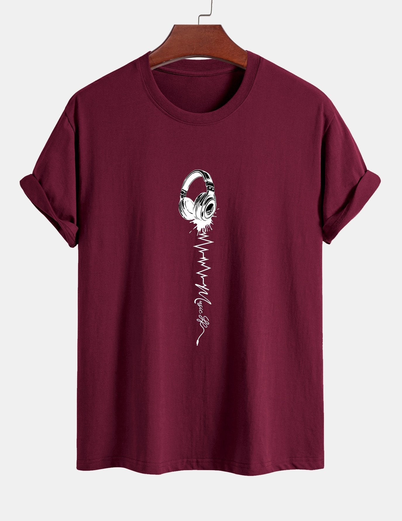 Regular Fit Earphone Print Cotton T-Shirt