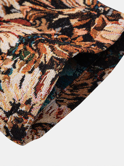 Painted Floral Jacquard Cuban Shirt