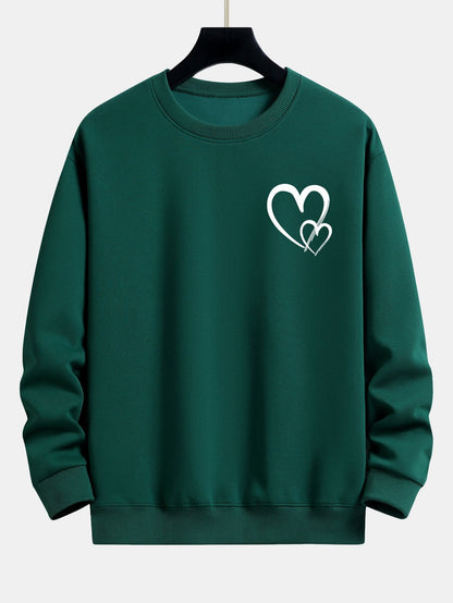 Doodle Heart Print Relax Fit Sweatshirt