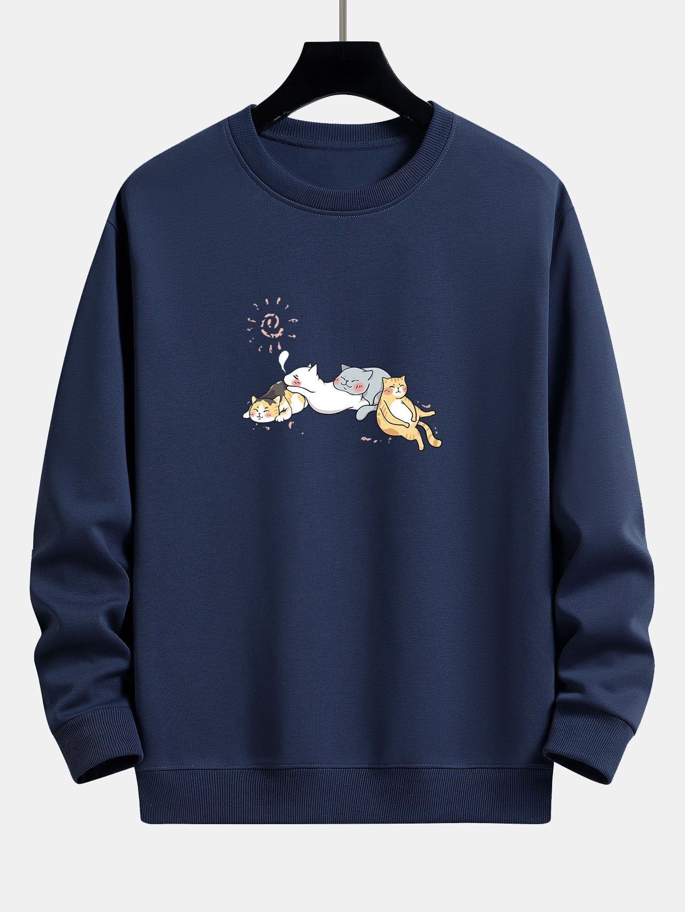 Napping Cat Print Relax Fit Sweatshirt